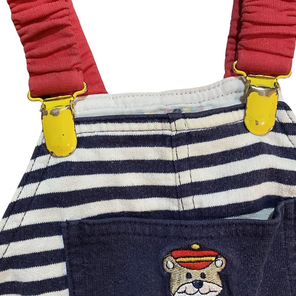 Vintage Gymboree Rainbow Tag Baby Nautical Stripe Ship Ahoy Overalls 6-12 Months - Picture 4 of 7